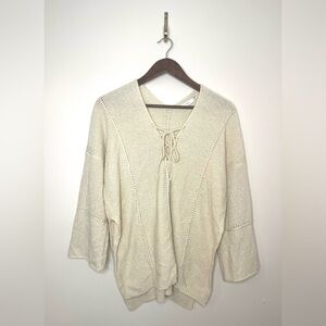LUSH Long Sleeve Side Slit‎ Knit Front Tie Lightweight Sweater | Small